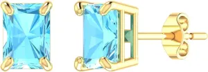 14k Yellow Gold White Gold 7x5mm Octagonal Cut Sparkle Birth Gemstone Earrings Jewelry Fine Stud Bling Zodiac Prong Setting Push back stud earring Accessories Gifts for Women
