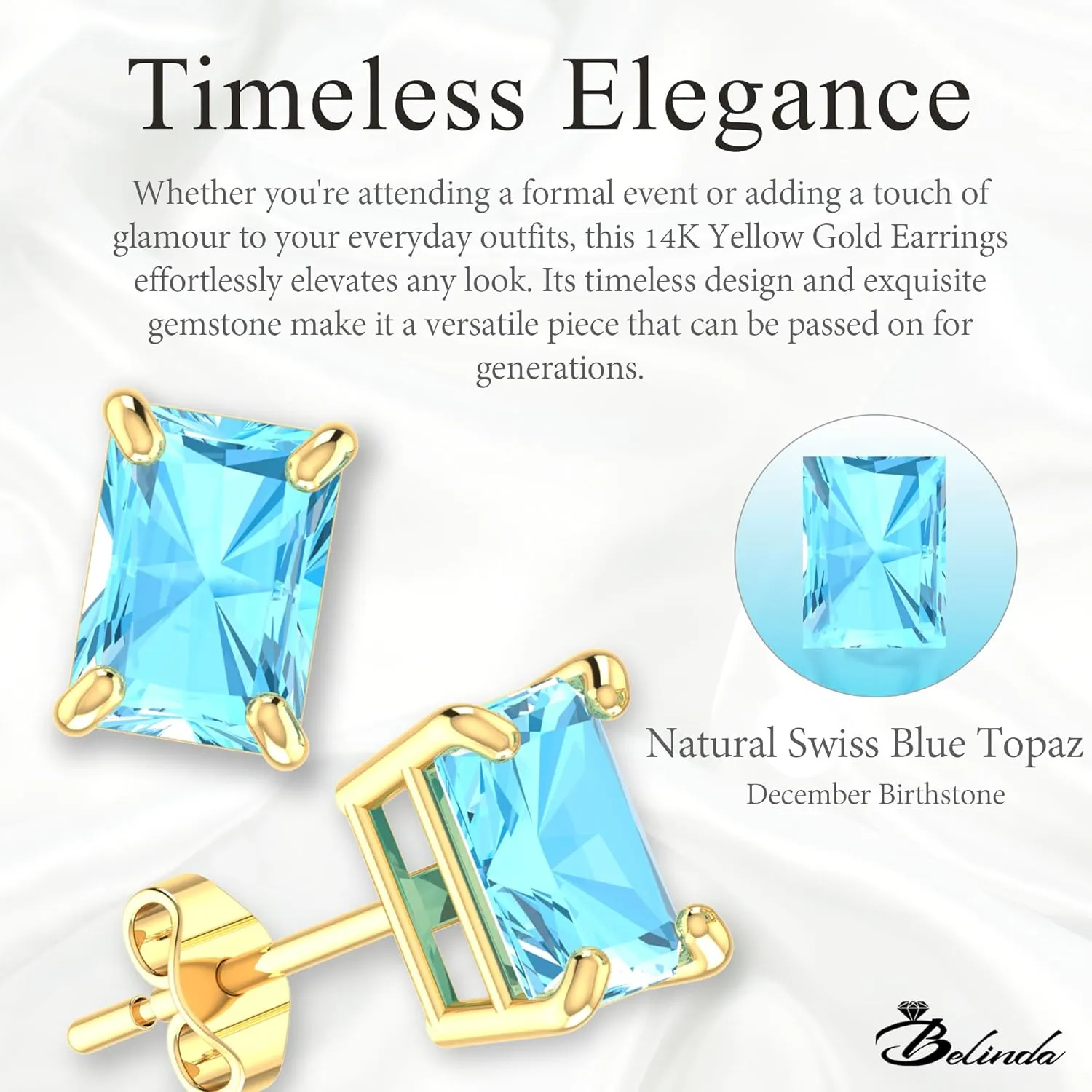 14k Yellow Gold White Gold 7x5mm Octagonal Cut Sparkle Birth Gemstone Earrings Jewelry Fine Stud Bling Zodiac Prong Setting Push back stud earring Accessories Gifts for Women