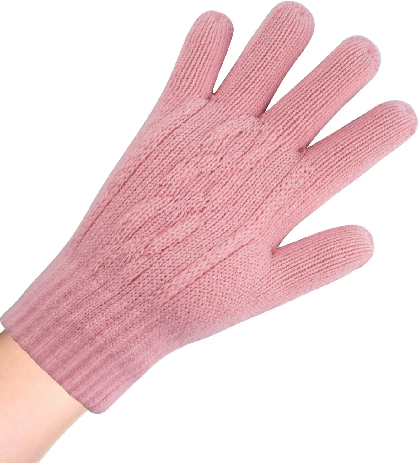2 Pairs Kids Winter Knit Gloves Boys Girls Warm Thermal Cable Knitted Gloves 2-6-10-14 Year Wool Fleece Lined Mittens