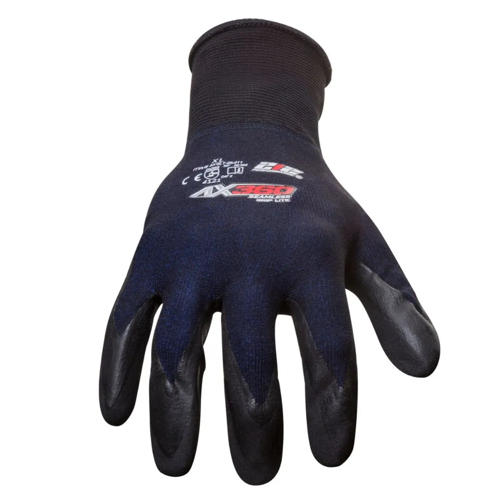 212 Performance AXGLT-05-012PR AX360 Grip Lite Nitrile-dipped Work Glove, 1-Pair, XX-Large Black;Blue