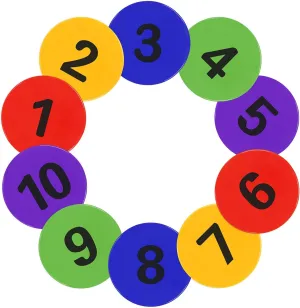 9 inch Numbered Spot Markers Flat Cones Non-slip Poly Spots Floor Dots Agility Markers for Kids Soccer Basketball Sports Speed Agility Training, Preschool Classroom Activities, Social Distancing