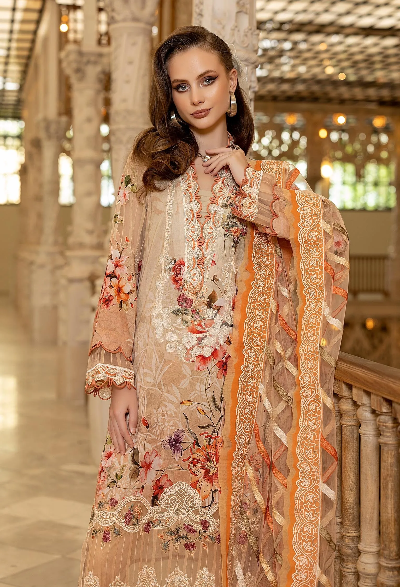 Adan's Libas Chantilly Lawn Collection 2022  – PEACH SORBET - B