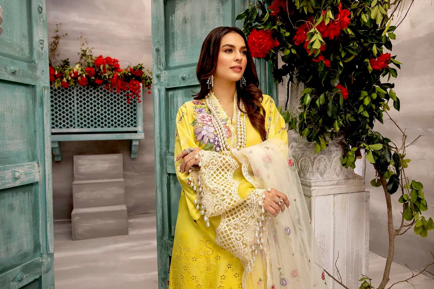Adan's Libas Jazmine Luxury Lawn Collection – Pearl Gardenia