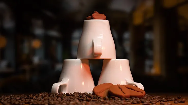 Amazing Coffee Cups and Beans  by Adam Wilber