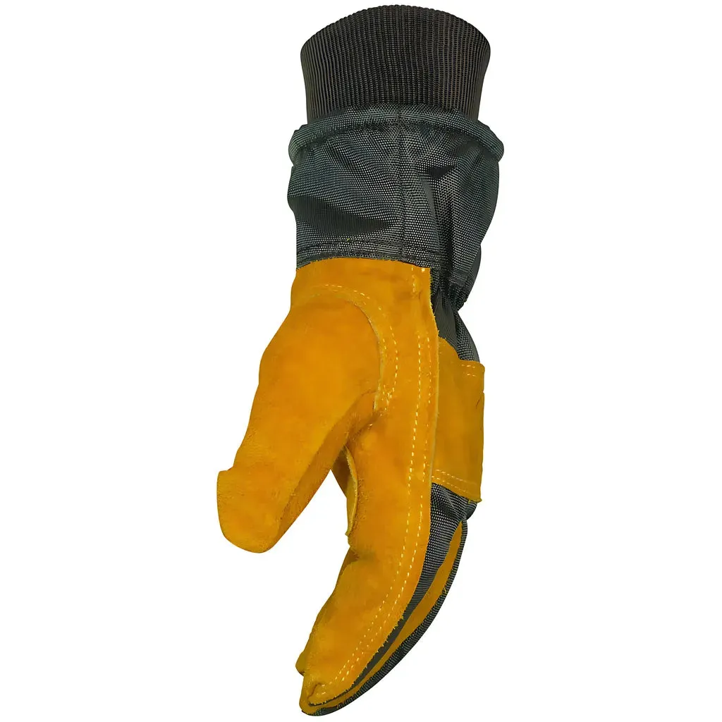 Caiman 1352-4 Premium Cowhide Leather Palm Glove with Wind Resistant Fabric Back - Heatrac Insulation