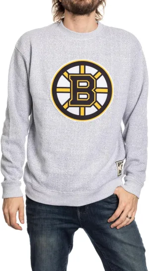 Calhoun NHL Surf & Skate Unisex Cabin Crew Neck Sweater with Premium Cotton Blend & Frayed Team Logo Crest