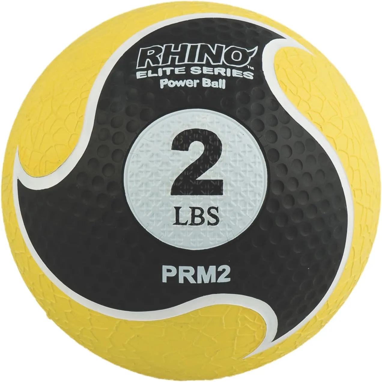 Champion Sports Rhino Elite Medicine Ball-Durable Rubber Weighted Ball & Textured Grip for Core Strength-Cardio & Cross-Training Workouts-Home or Gym Fitness-Yellow (2lbs)