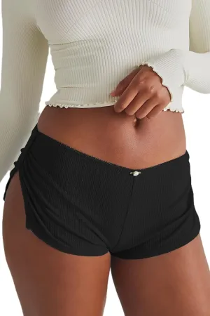 FaroDor Cute Micro Pajamas Shorts for Women Low Rise Side Slit Ruched Lounge Shorts Pj Bottoms