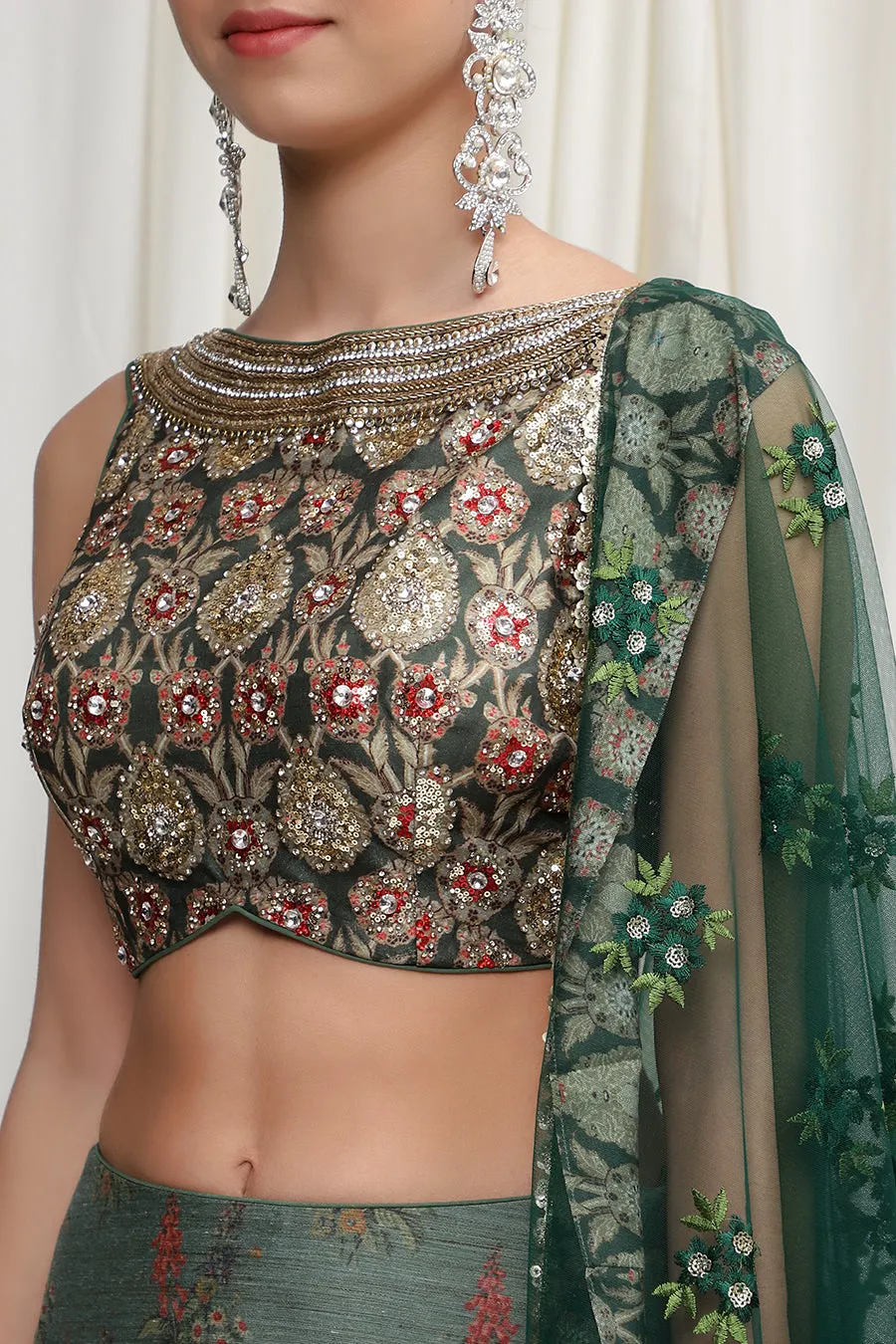 Forest Green lehenga with Blouse