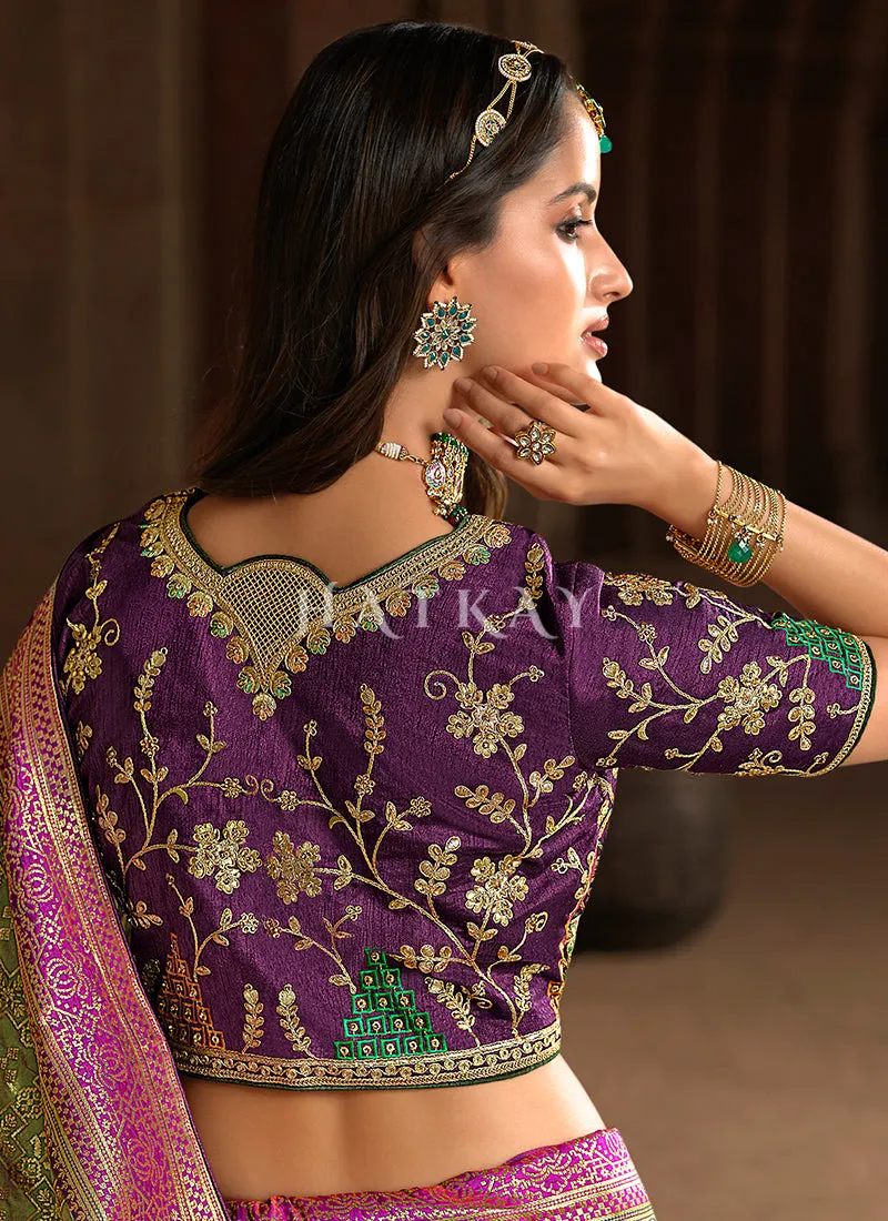 Green And Purple Patola Silk Saree
