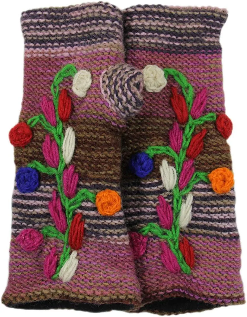 Hand Knit 100% Wool Fleece Lined Hand Warmer/Glove