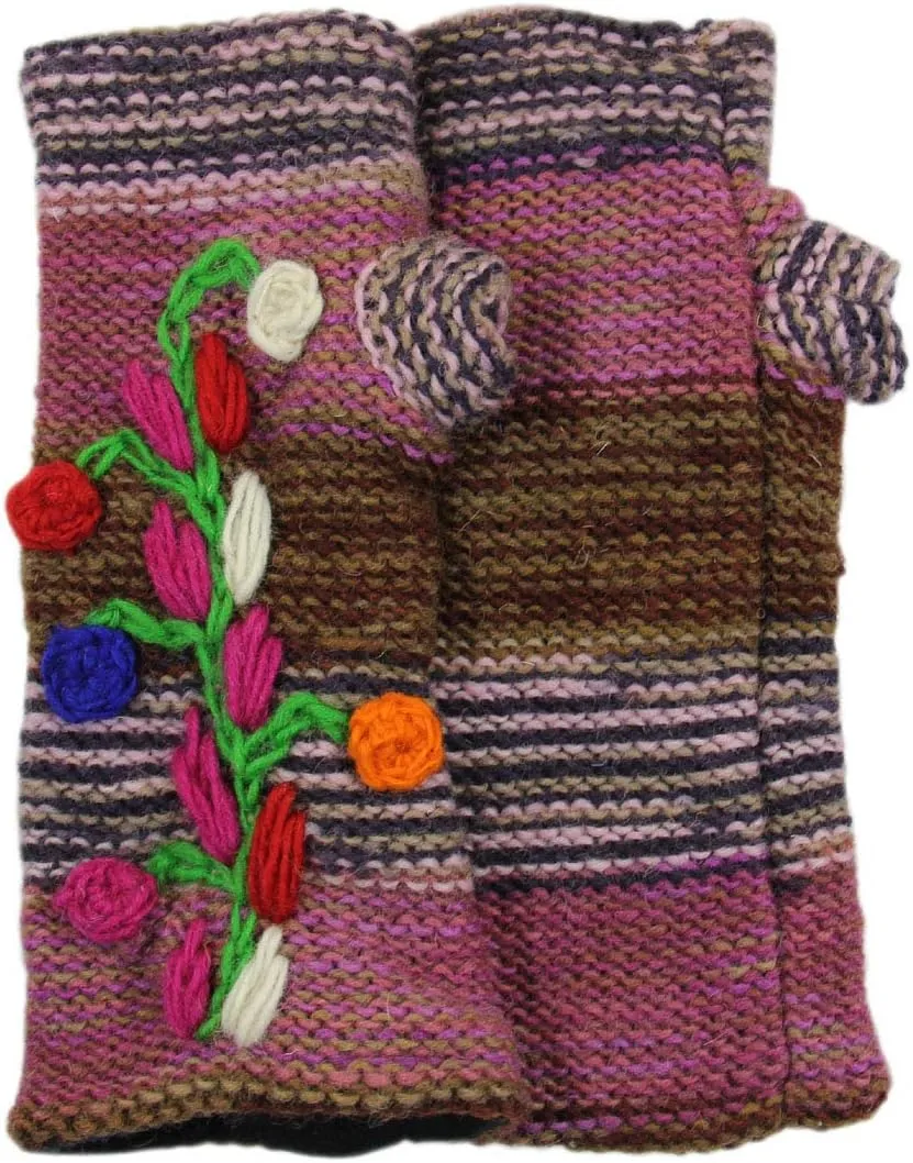 Hand Knit 100% Wool Fleece Lined Hand Warmer/Glove