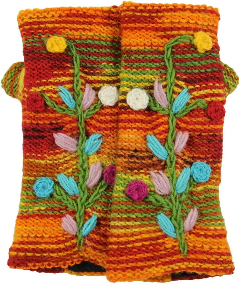 Hand Knit 100% Wool Fleece Lined Hand Warmer/Glove