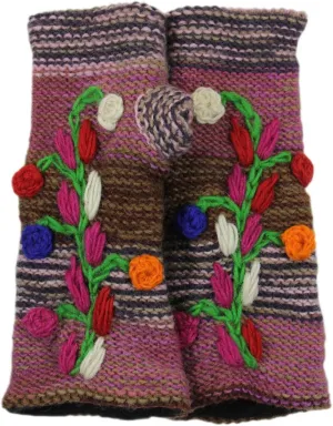 Hand Knit 100% Wool Fleece Lined Hand Warmer/Glove