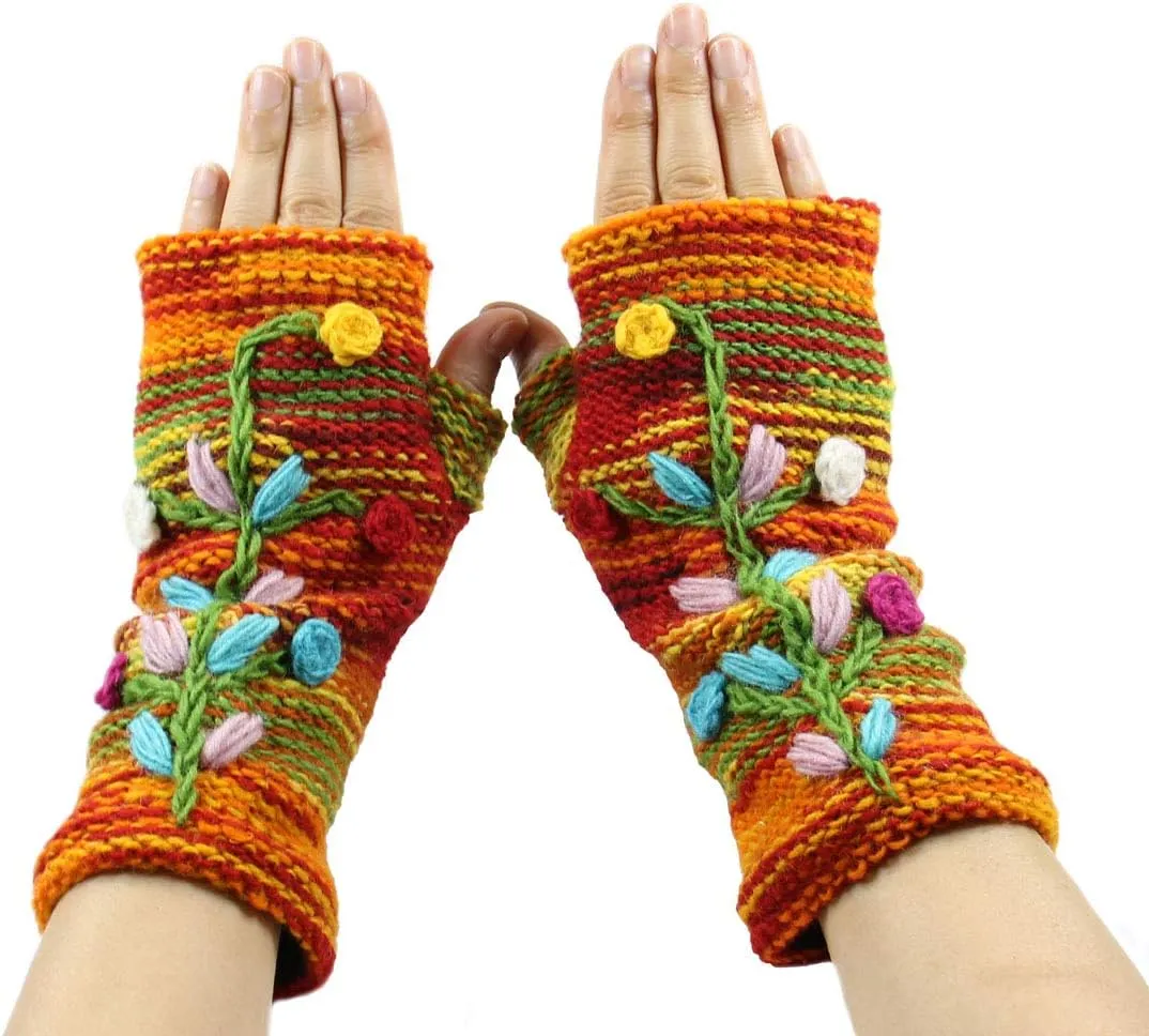 Hand Knit 100% Wool Fleece Lined Hand Warmer/Glove