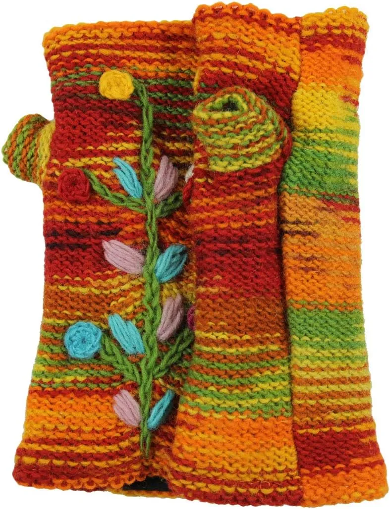 Hand Knit 100% Wool Fleece Lined Hand Warmer/Glove