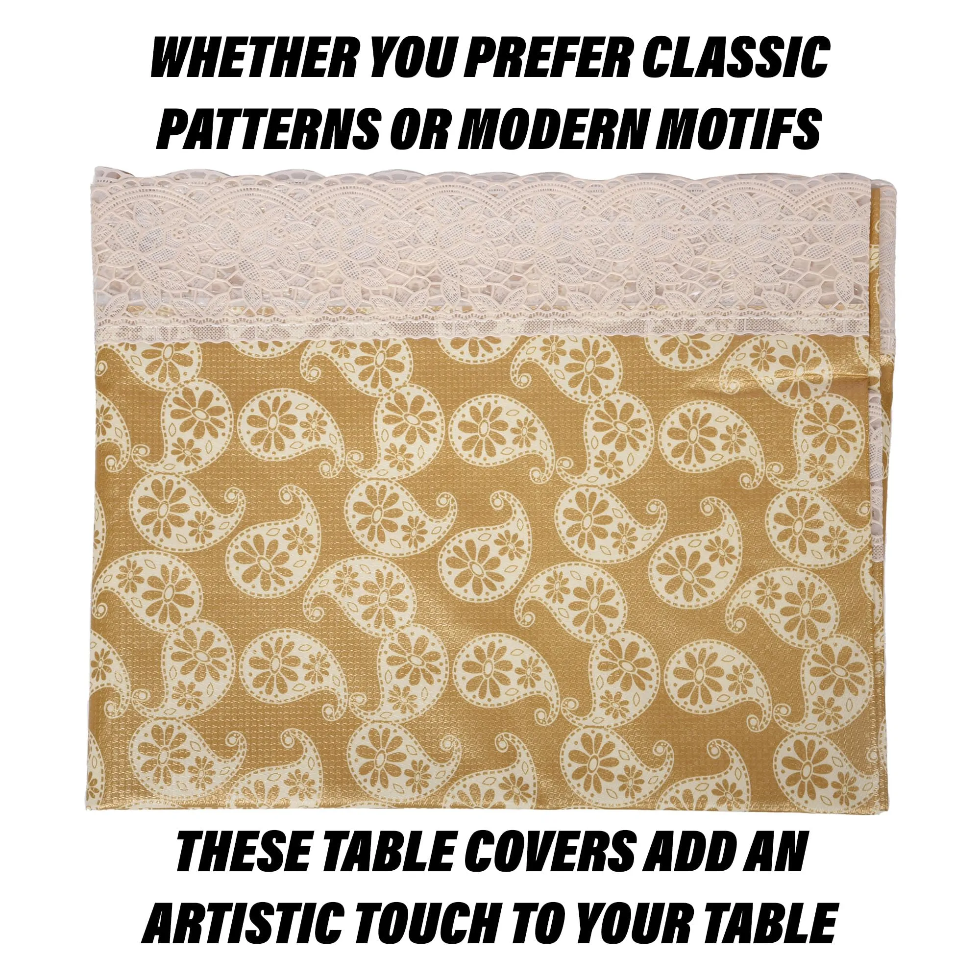 Kuber Industries Center Table Cover | Kitchen Dining Tablecloth | 4 Seater Center Table Cover | Center Table Cover for Hall Décor | Carry Design Tablecloth | CTC | 40x60 | Golden