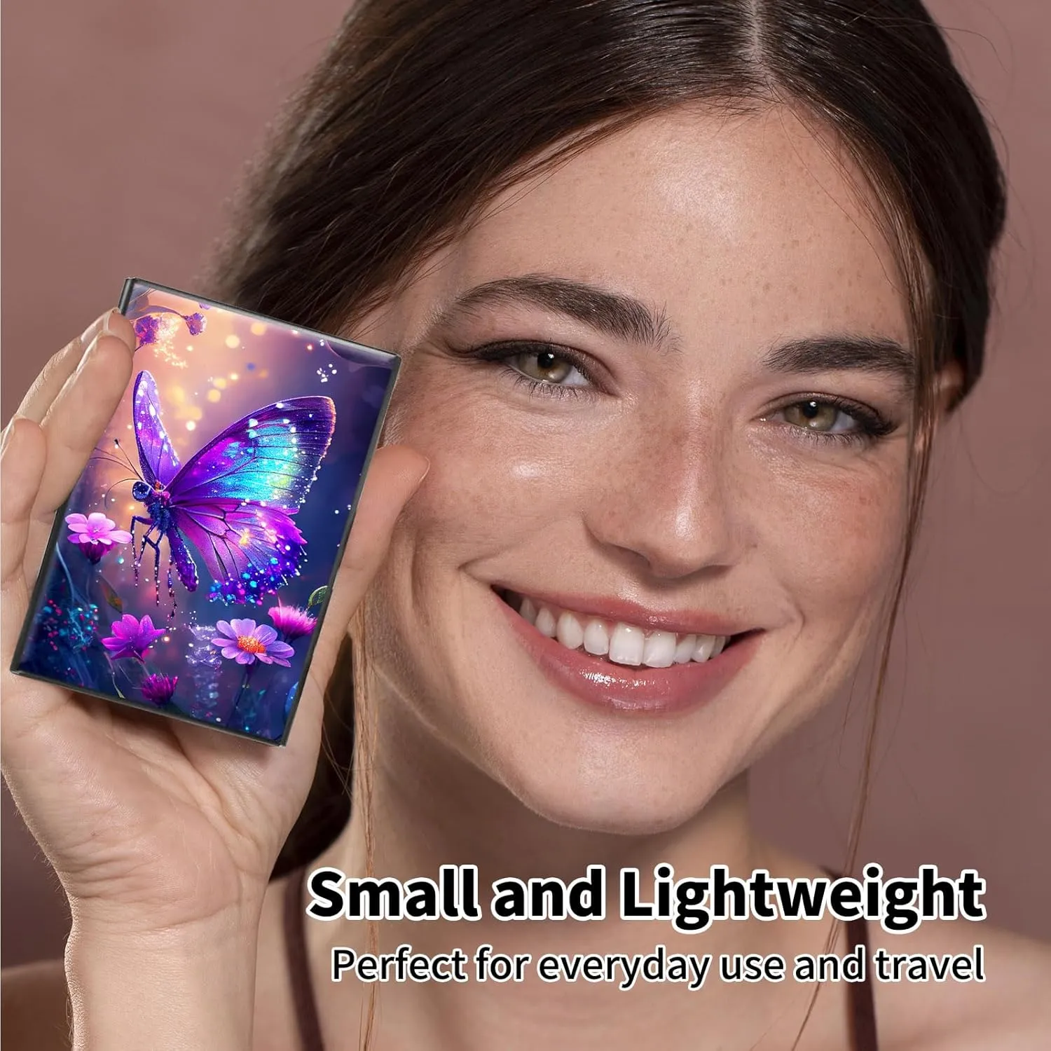 Metal Wallet,Credit Card Holder for Women Men,RFID Blocking Card Holder Wallet Mini Slim Aluminum Wallet ID Case Hard Card Case Business Card Holder Case,Glitter Butterfly Purple