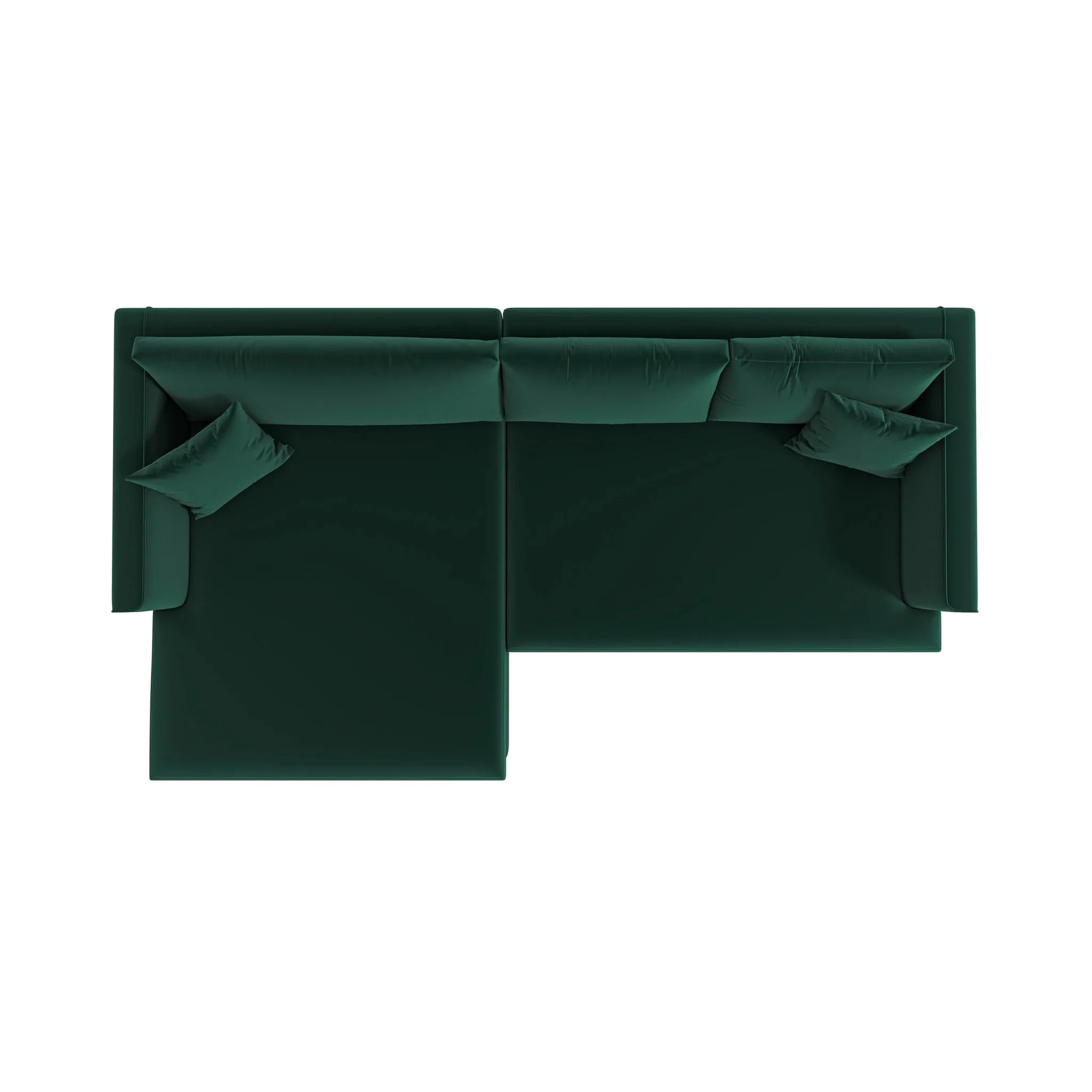 Mid-Century Modern Green Velvet Sectional Sofa - Left Facing Chaise