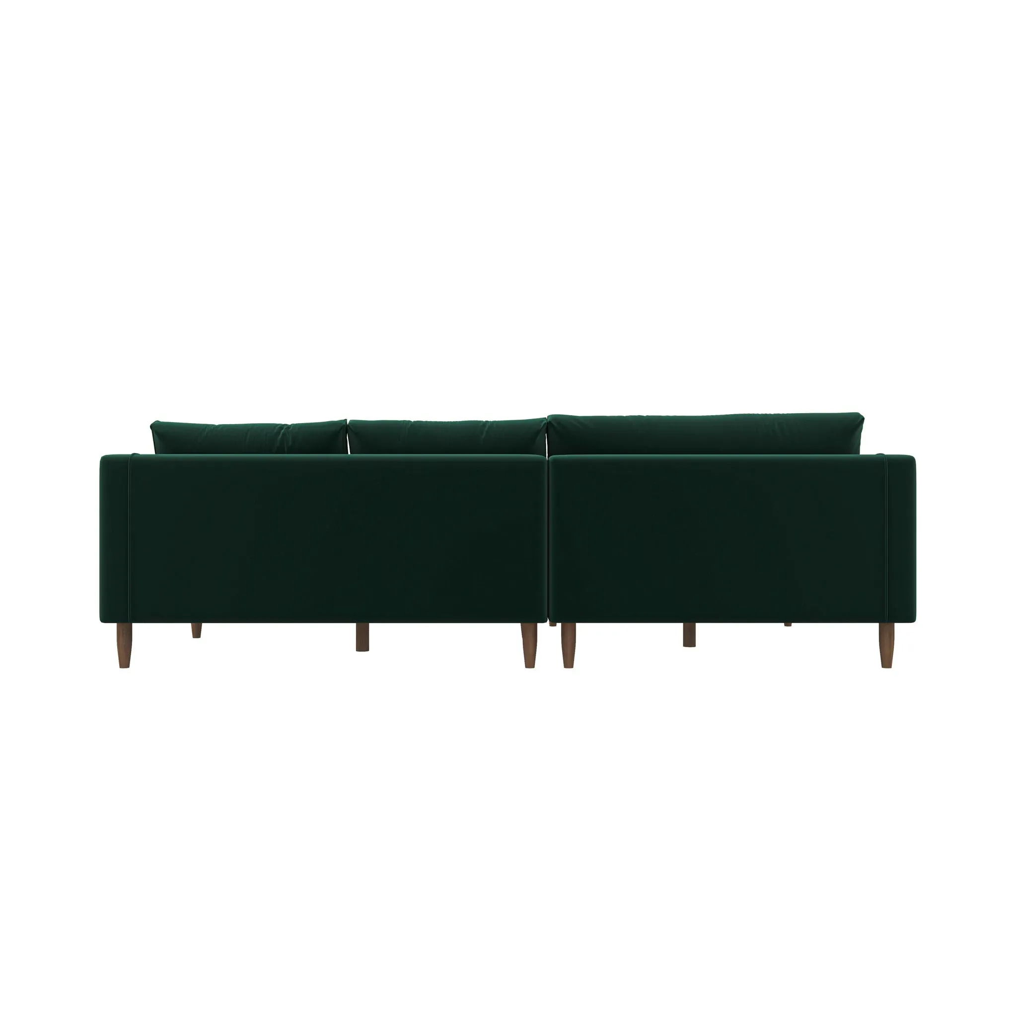 Mid-Century Modern Green Velvet Sectional Sofa - Left Facing Chaise