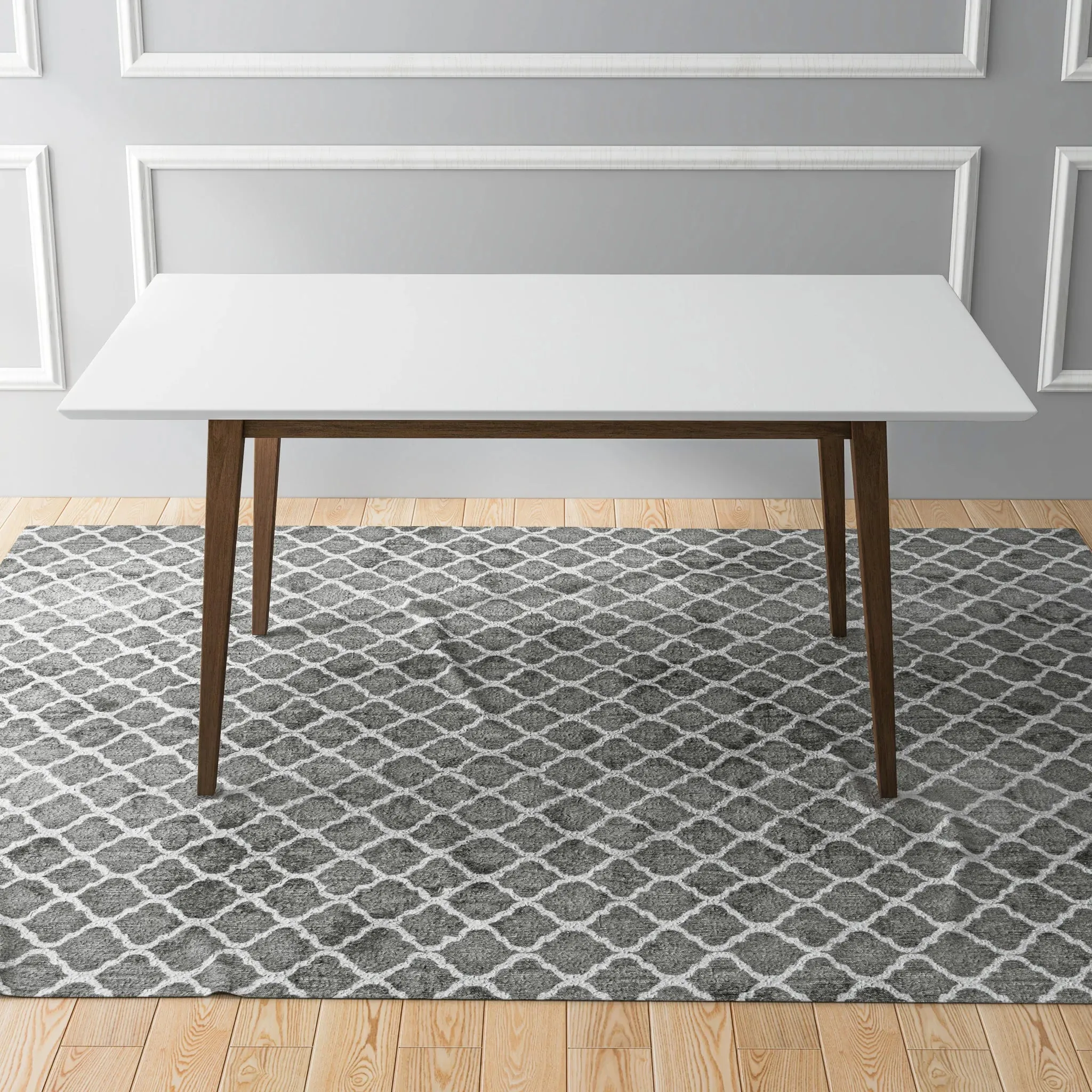 Mid-Century Modern Large White Dining Table