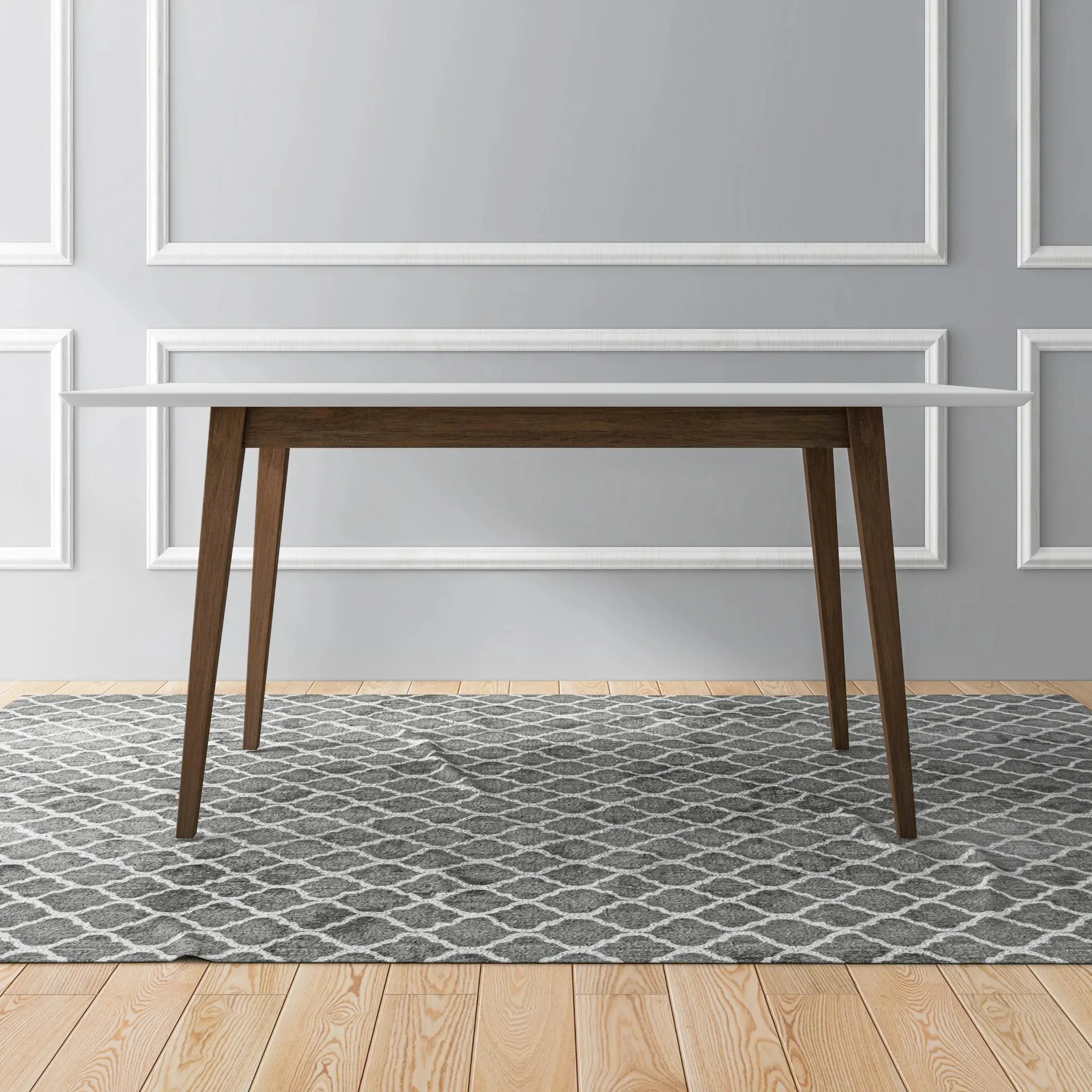 Mid-Century Modern Large White Dining Table