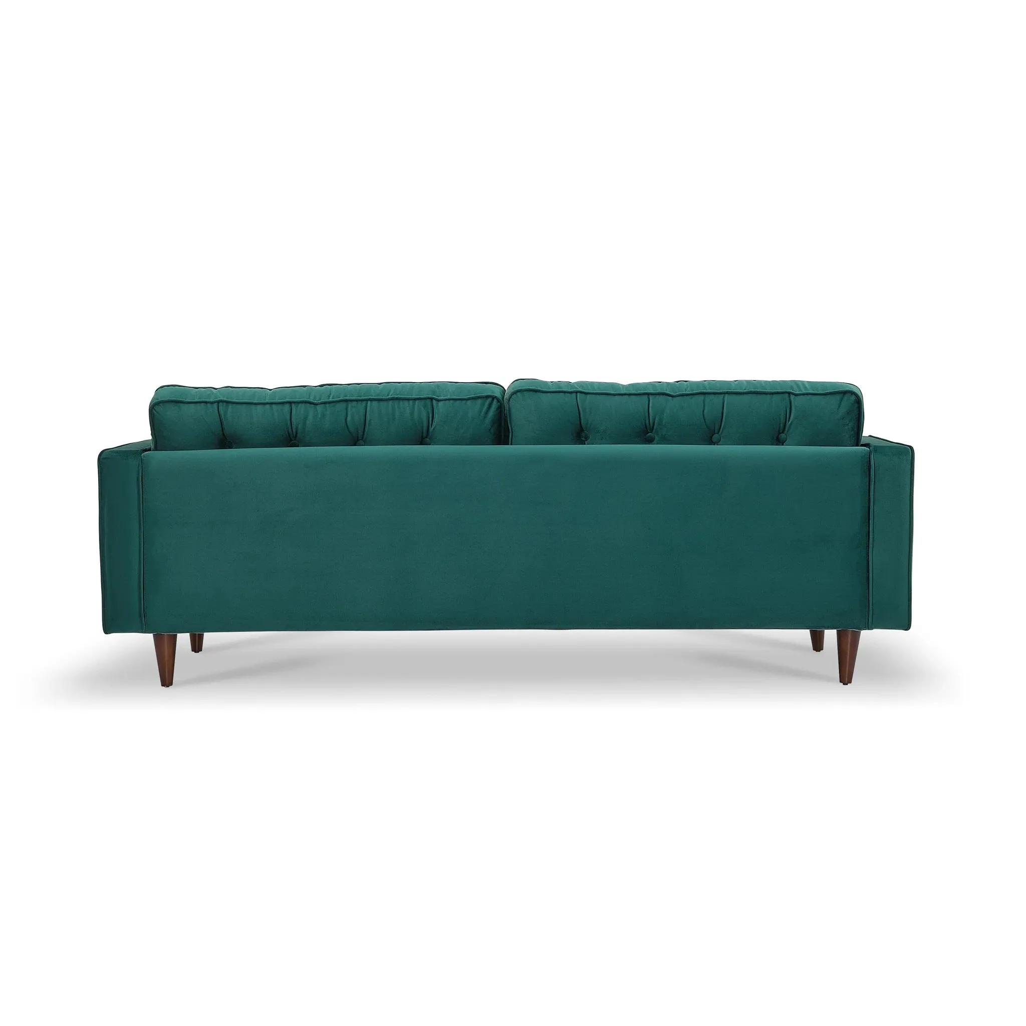 Mid-Century Modern Rectangular Pillow Back Velvet Upholstered Sofa in Emerald Green
