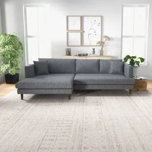 Mid-Century Modern Sectional Sofa in Grey Linen - Left or Right Chaise