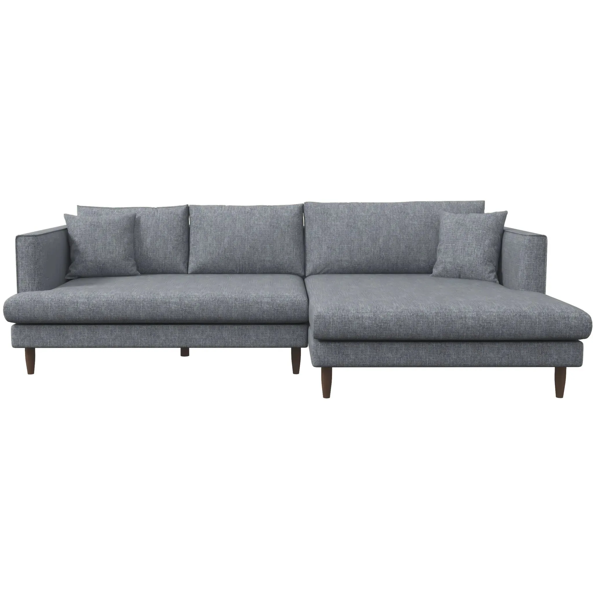 Mid-Century Modern Sectional Sofa in Grey Linen - Left or Right Chaise