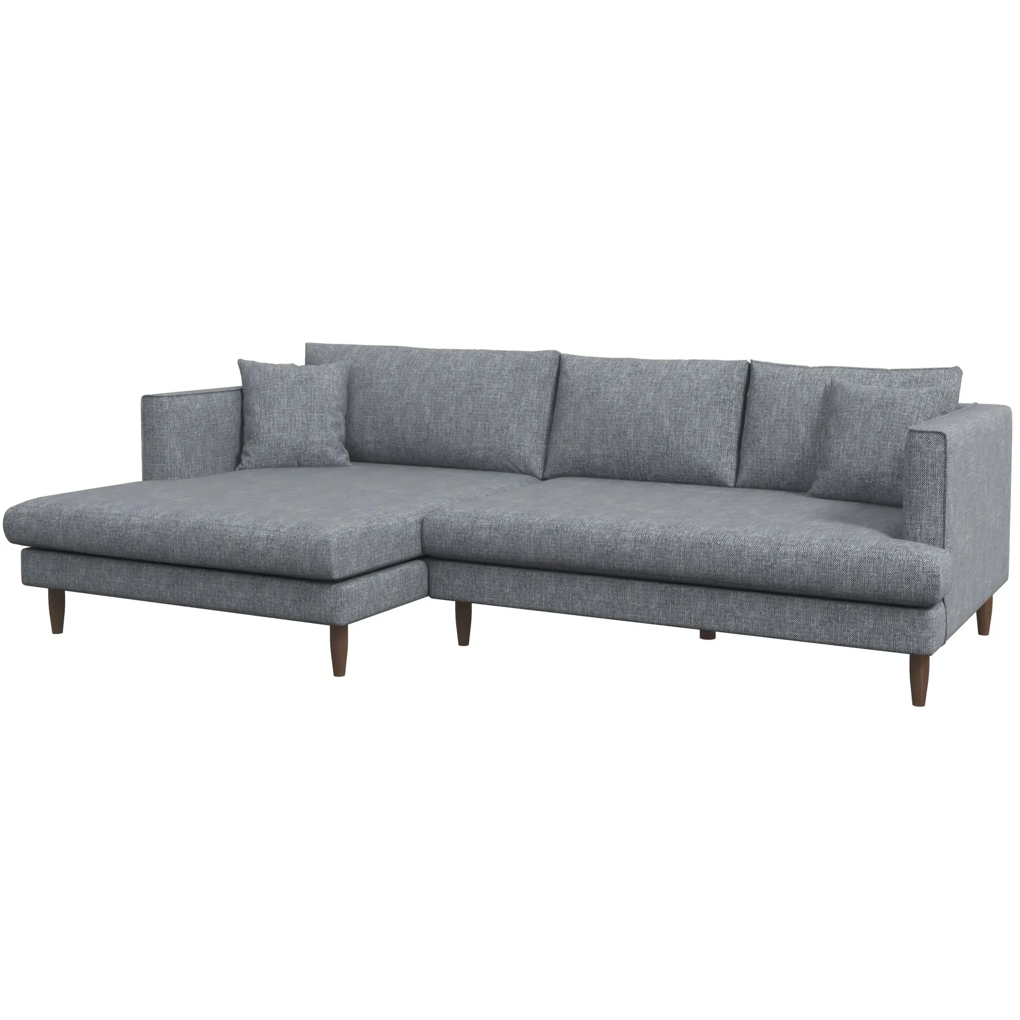 Mid-Century Modern Sectional Sofa in Grey Linen - Left or Right Chaise