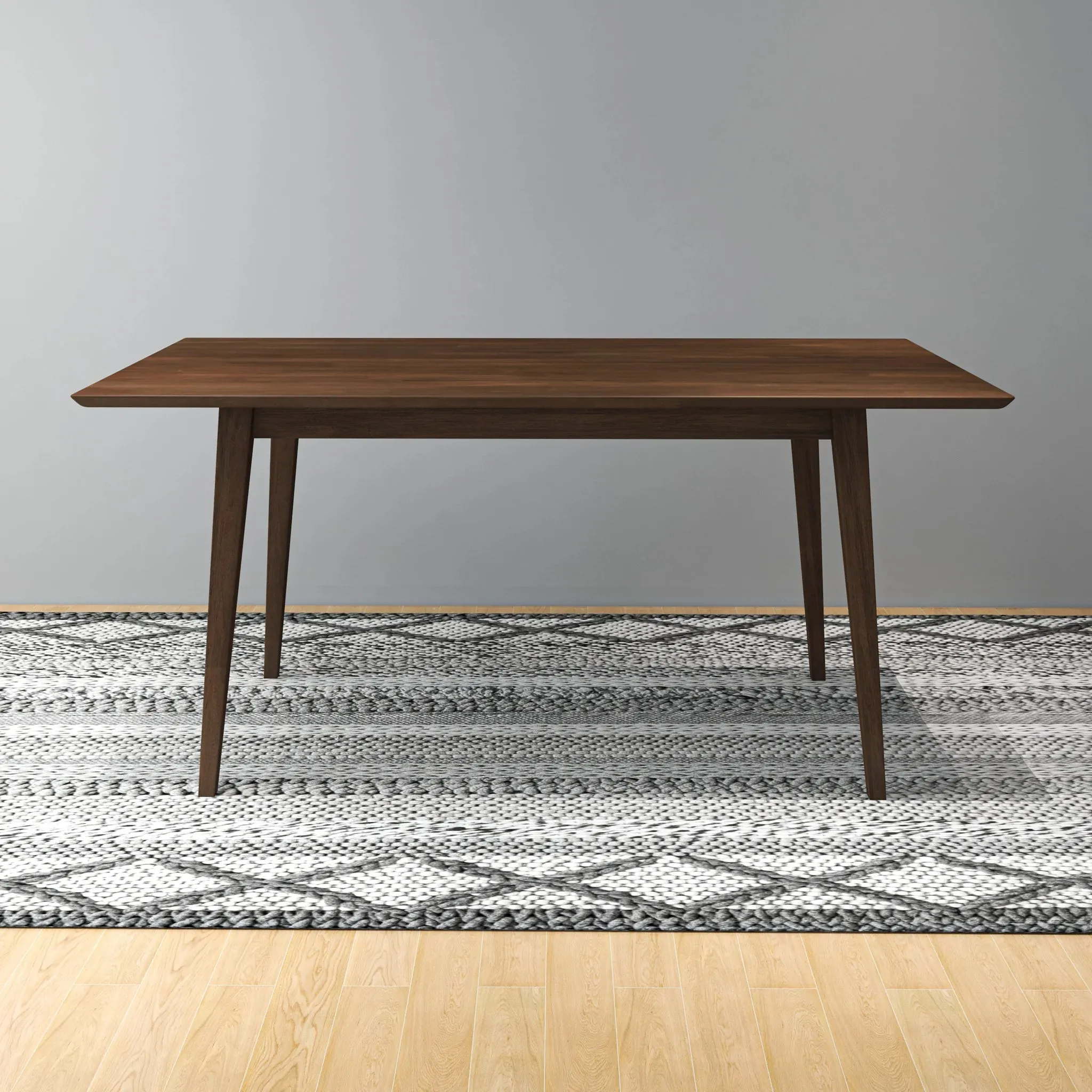 Mid-Century Modern Solid Wood Walnut Large Dining Table