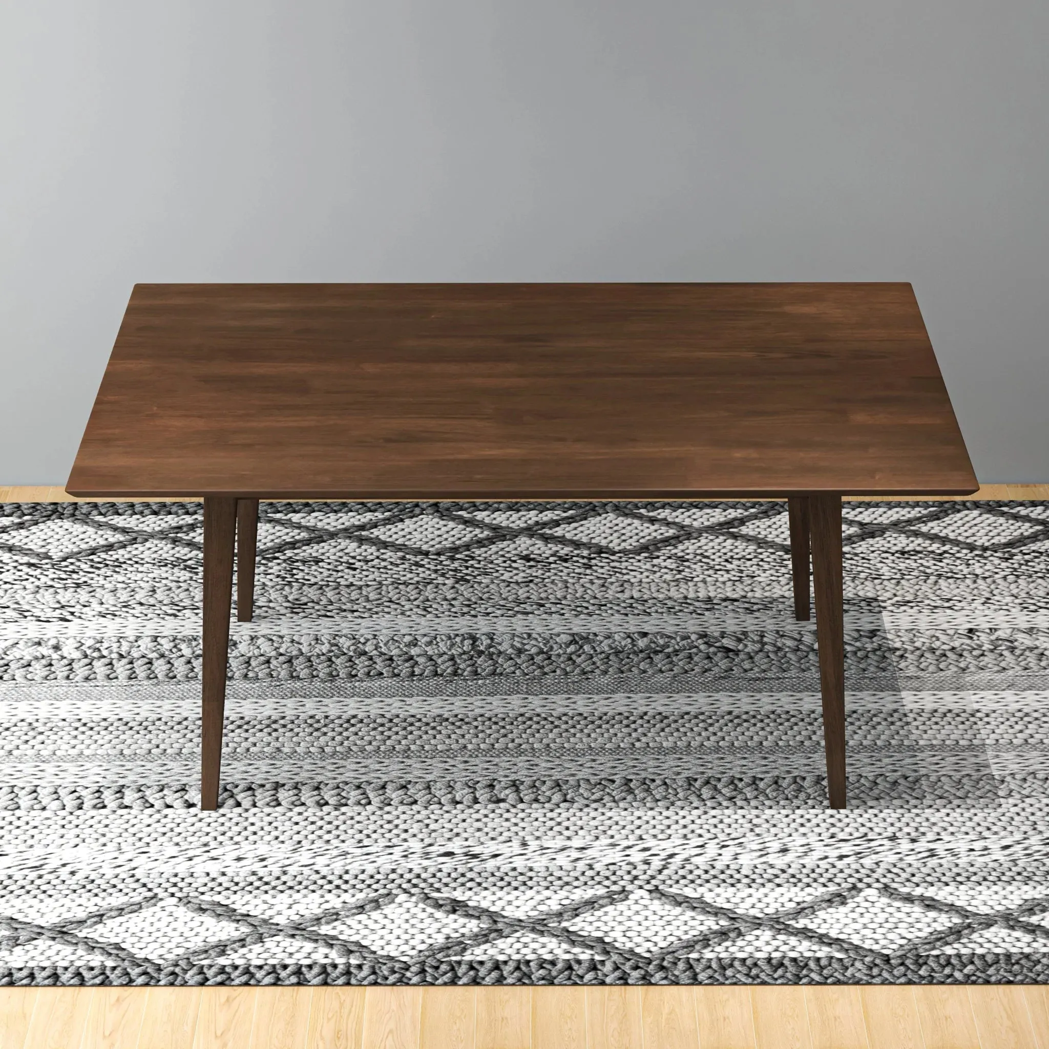 Mid-Century Modern Solid Wood Walnut Large Dining Table