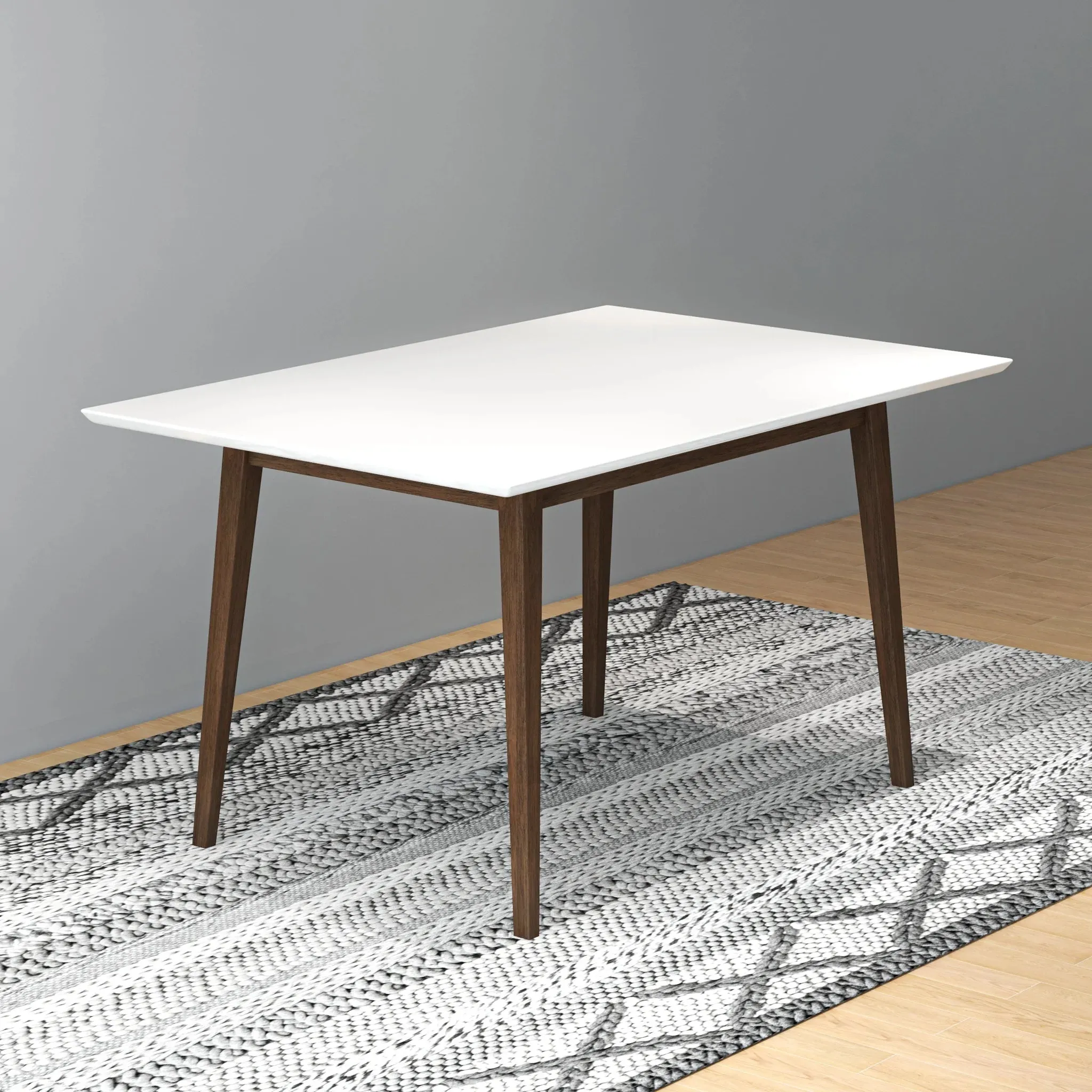 Mid-Century Modern White Top Walnut Small Dining Table