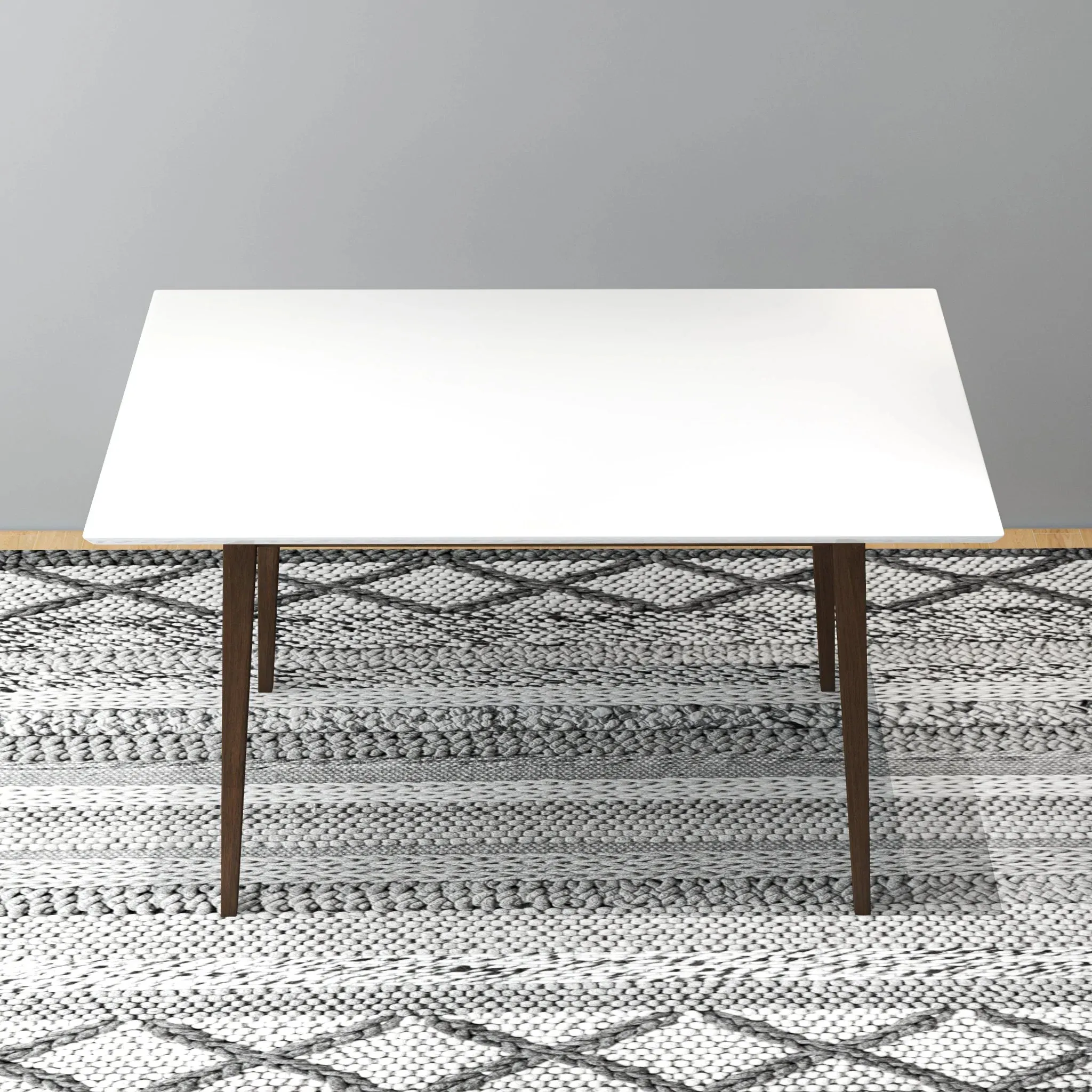Mid-Century Modern White Top Walnut Small Dining Table