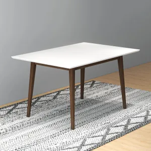 Mid-Century Modern White Top Walnut Small Dining Table