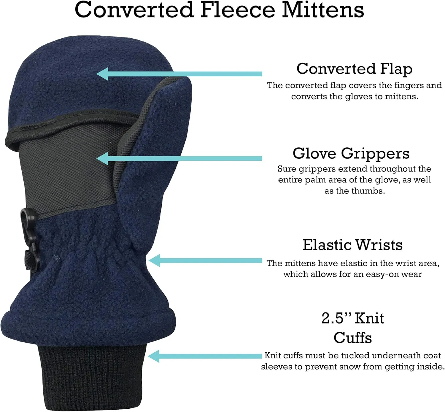 N'Ice Caps Kids Fingerless Glove Mitten Converter Winter Warm Thinsulate Lined