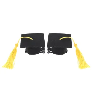NUOBESTY 2Pcs Mini Graduation Hat Hair Clip with Yellow Tassel Headband Doctoral Cap Hairpins for Graduation Party Accessories(Yellow)