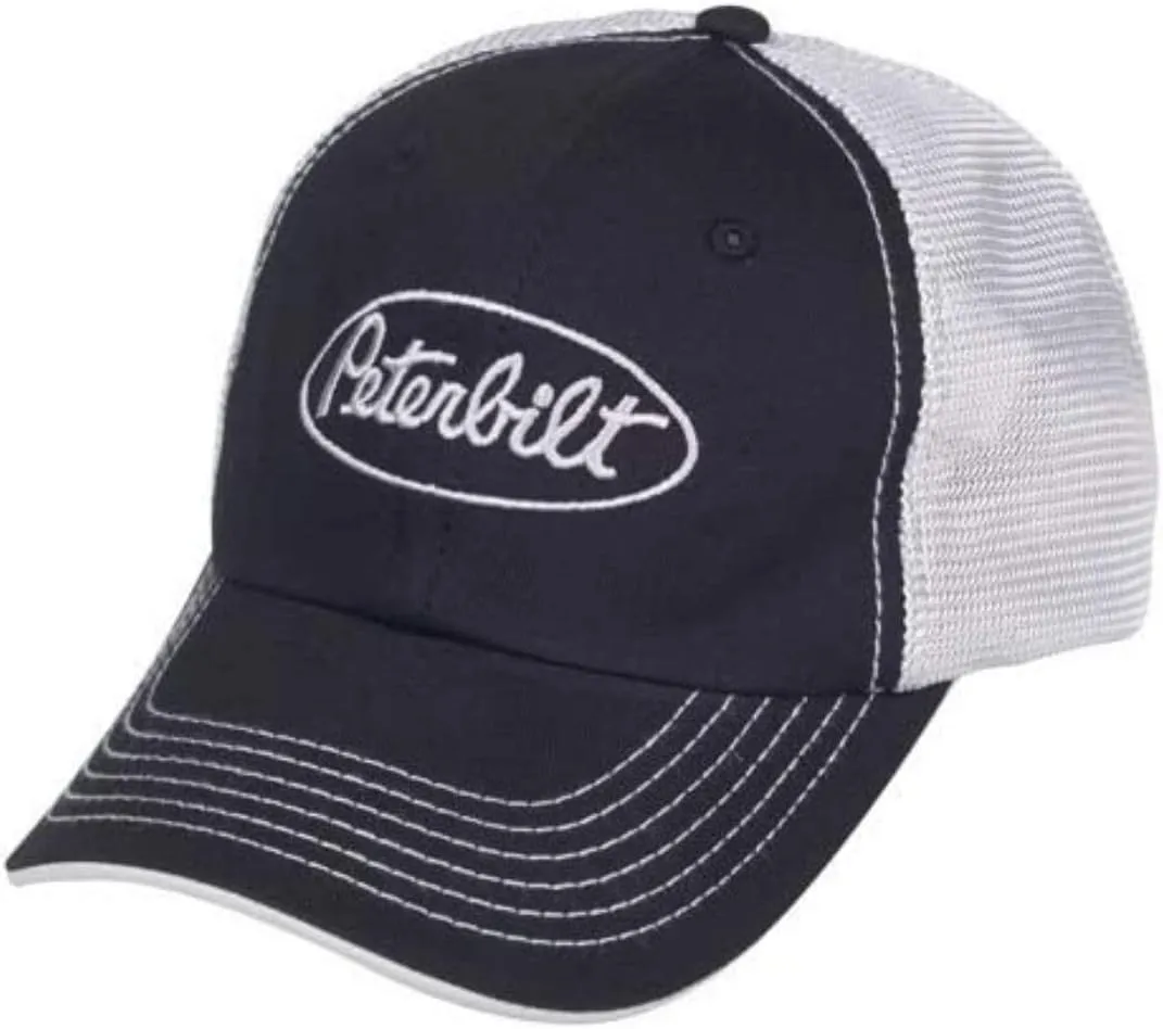 Peterbilt Motors Black & Silver Contrast Stitching Mesh Hat/Cap