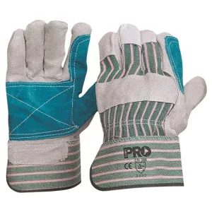 ProChoice Green & Grey Striped Cotton / Leather Gloves Large - Carton of 72 (R88FG)