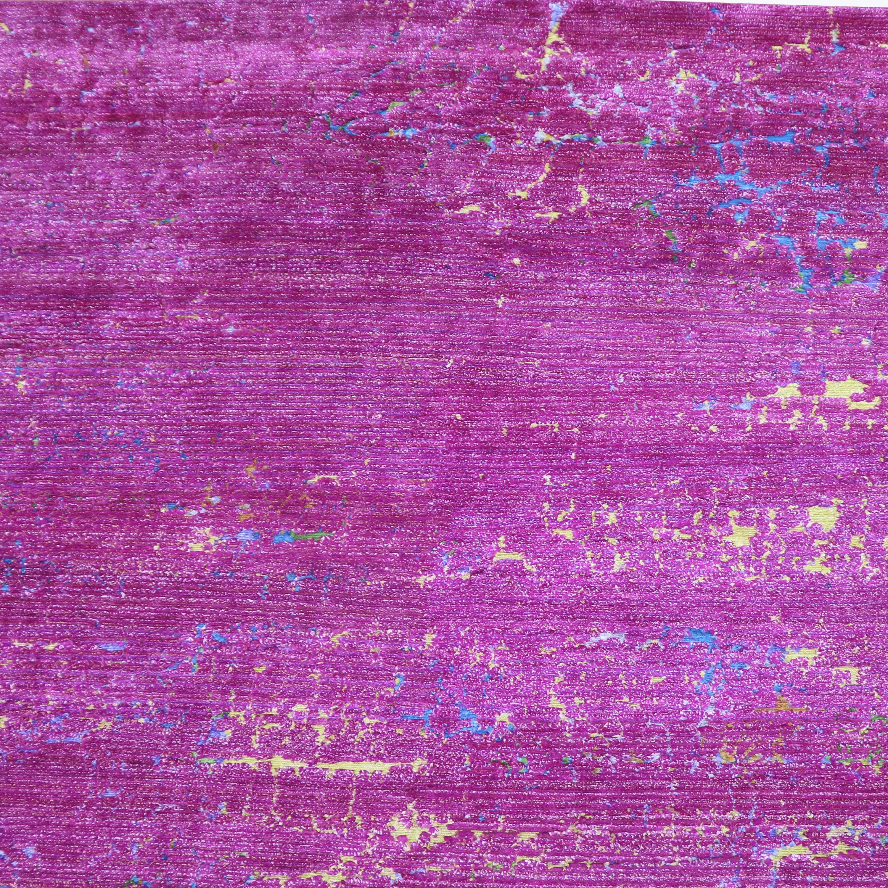 Purple Sabideh Nu Vibrant Tibetan Modern Silk Rug - 8' x 10'