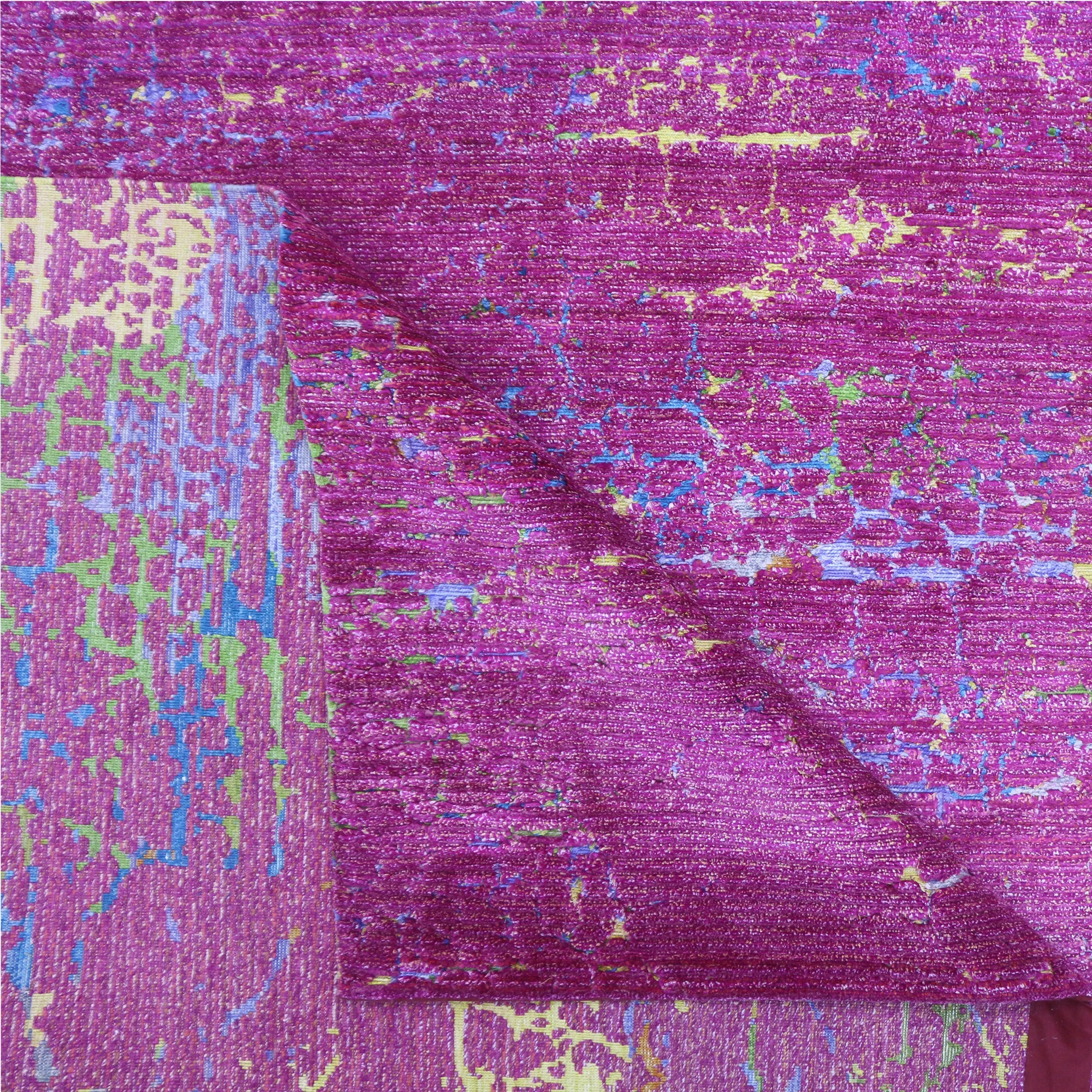 Purple Sabideh Nu Vibrant Tibetan Modern Silk Rug - 8' x 10'