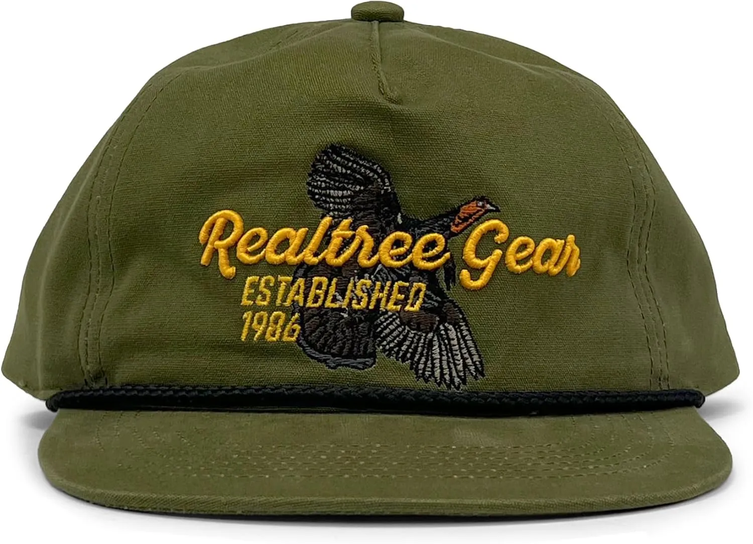 Realtree Camo Rope Hat  Vintage Flat Brim, Adjustable Snapback, Lightweight Outdoor Cap for Hunting, Fishing, and Boating