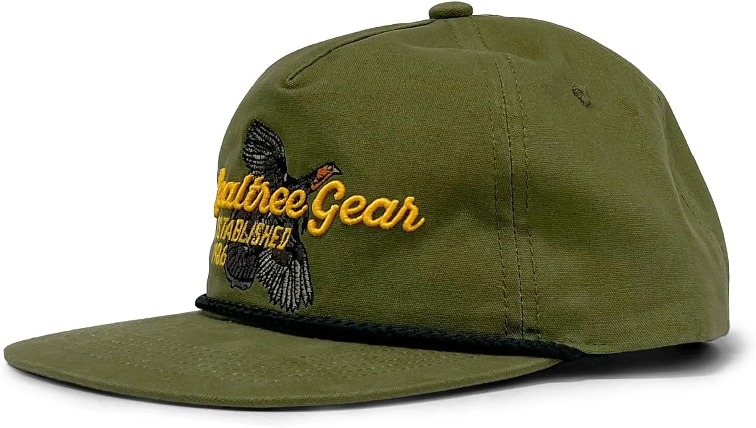Realtree Camo Rope Hat  Vintage Flat Brim, Adjustable Snapback, Lightweight Outdoor Cap for Hunting, Fishing, and Boating