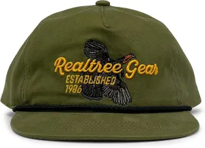 Realtree Camo Rope Hat  Vintage Flat Brim, Adjustable Snapback, Lightweight Outdoor Cap for Hunting, Fishing, and Boating
