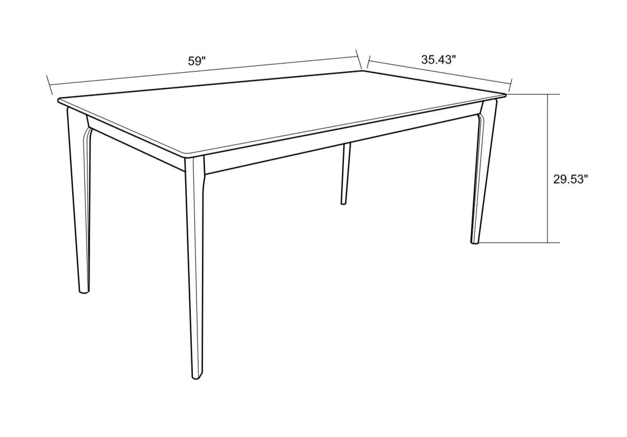 Sleek Mid-Century Modern Solid Wood Dining Table