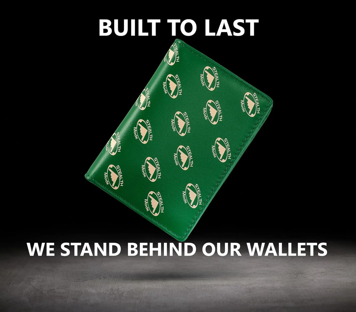 Stealth Mode Men's Slim Front Pocket Wallet - RFID Blocking, Thin Minimalist Design, Genuine Leather - ID Badge Window and 5 Sleeves for Money, Credit Cards, Driver License (Green/White)