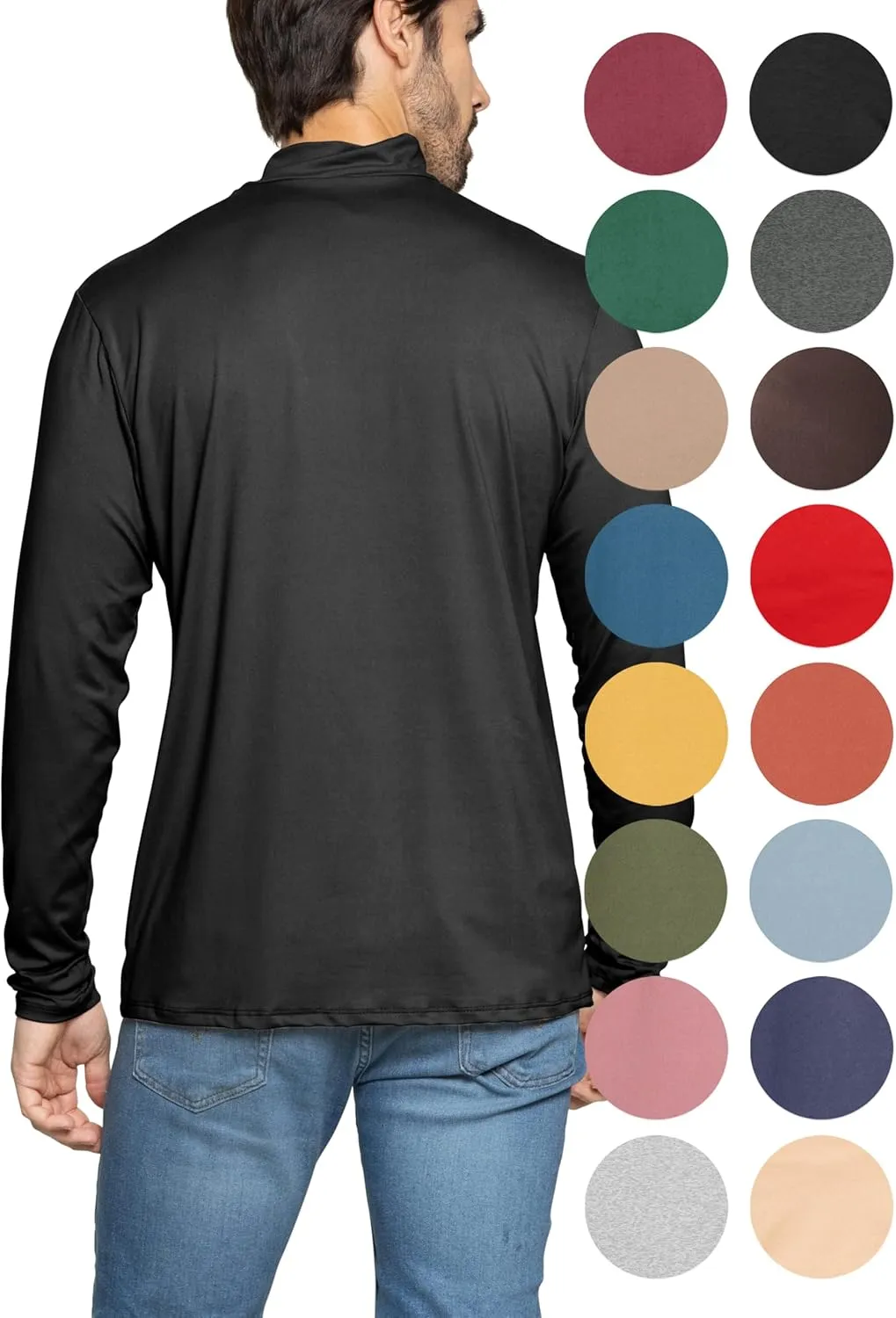 STRETCH IS COMFORT Mens Oh So Soft Mock Neck Long Sleeve Shirt Perfect for Casual Wear, Stylish, Classic Fit | Small-5X