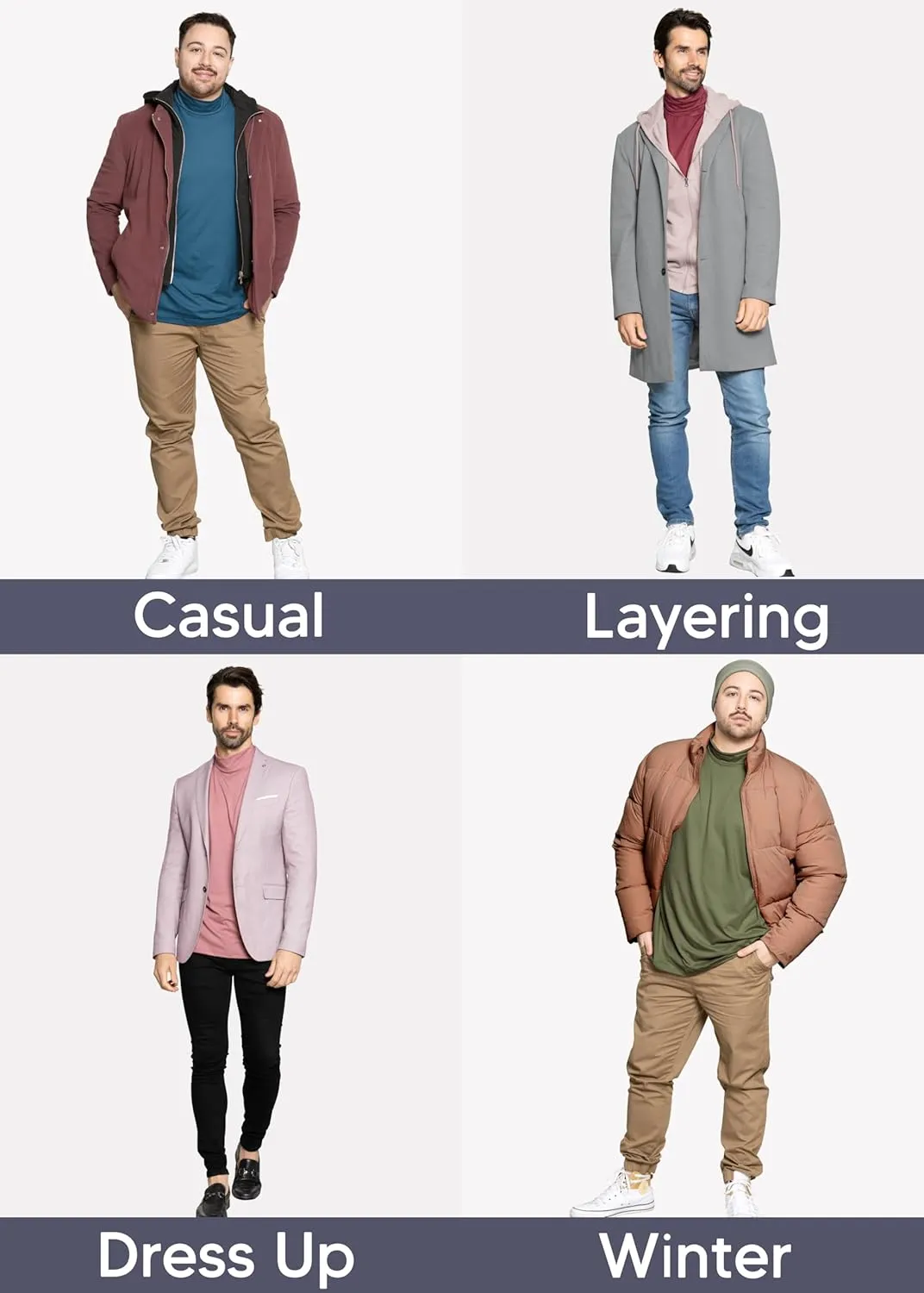 STRETCH IS COMFORT Mens Oh So Soft Mock Neck Long Sleeve Shirt Perfect for Casual Wear, Stylish, Classic Fit | Small-5X