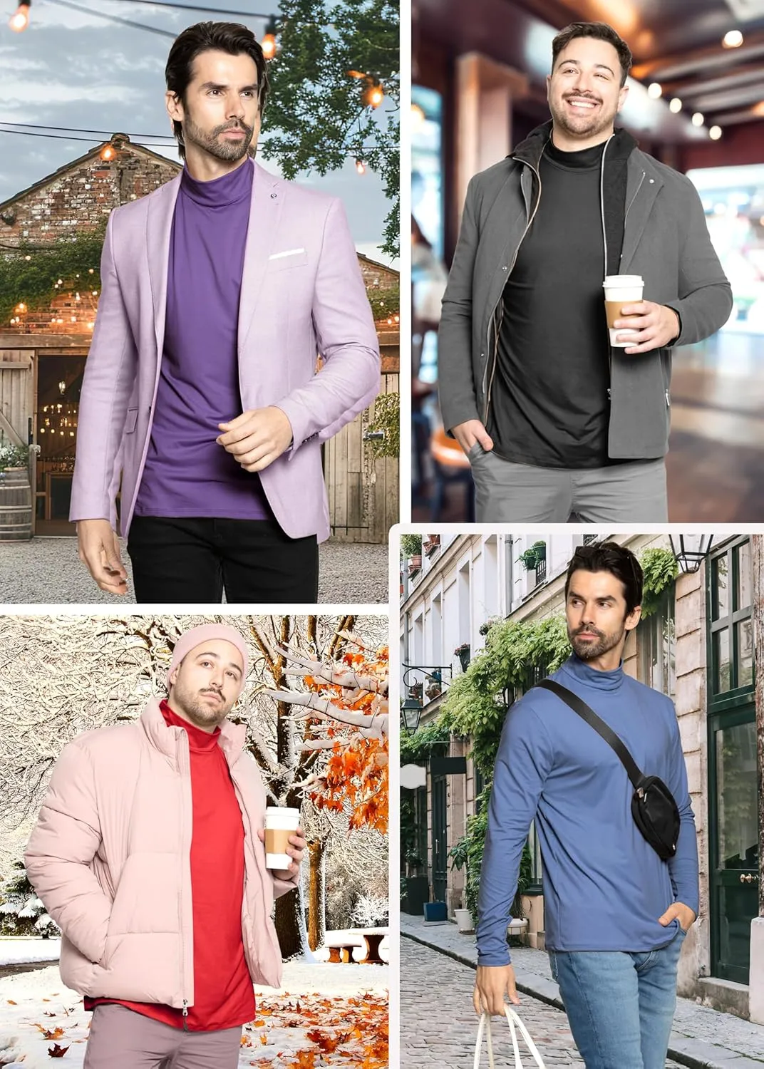 STRETCH IS COMFORT Mens Oh So Soft Mock Neck Long Sleeve Shirt Perfect for Casual Wear, Stylish, Classic Fit | Small-5X