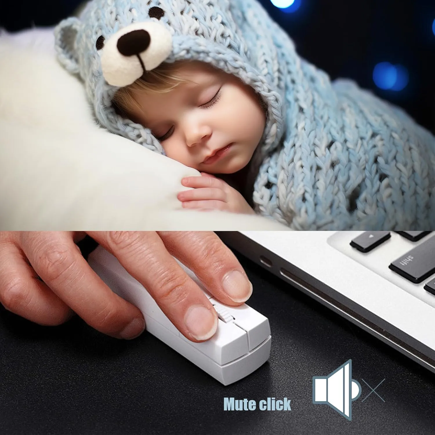 Wireless Mini Finger Mouse, Silent Dual-Mode Bluetooth & 2.4GHz, Ergonomic, Portable PC Mouse with Case, Compatible with MacBook, Chromebook